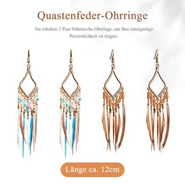 Feder Ohrringe, Böhmische, Quasten Ohrringe für Kostümzubehör, Valentinstag Muttertag Geburtstag Geschenk, Karneval