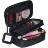 CGBOOM Make Up Bag Organiser for Women, Travel Cosmetic Bag Waterproof with Brush Compartment and Mirror, Portable Double Layers Large Capacity Make up Case