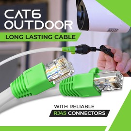 GearIT - Cable Ethernet Cat6 para exteriores (25 pies) CCA con revestimiento de cobre, impermeable, entierro directo, en tierra, chamarra UV, POE, red, Internet, Cat 6, cable Cat6 - 25 pies