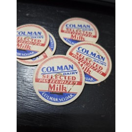 paper Vintage Lot of 5 Milk Caps Colman Dairy Colman Sd