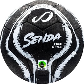 SENDA Street Freestyle, Trick and Skills Balón de fútbol con Cubierta Exterior de Goma, Certificado de Comercio Justo, Negro/Blanco, Talla 4 (Edades de 13 años en adelante)
