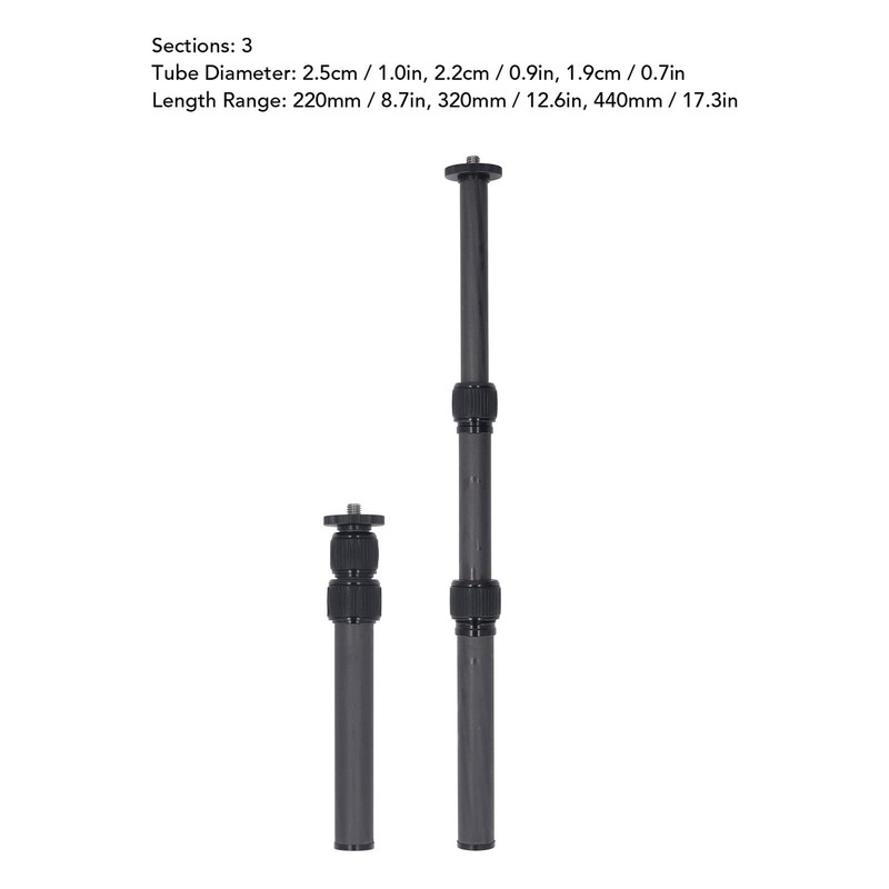 Carbon Fiber Tripod Extension Tube 3 Section Center Column Extender