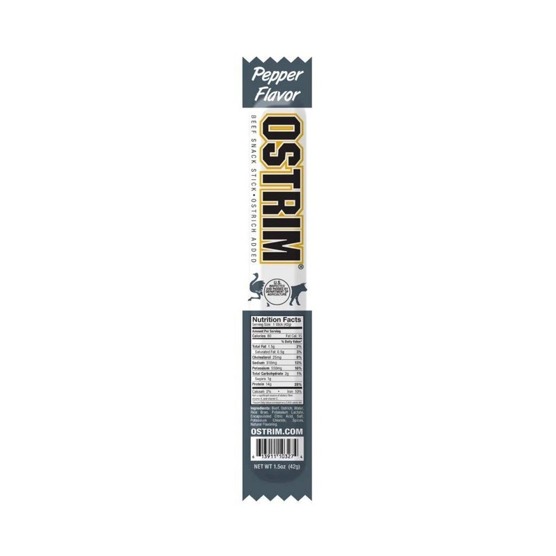Ostrim Grass-Fed Beef & Ostrich Jerky Snack Sticks-Pepper Flavor, 1.5