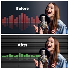 30 Pack Self-Adhesive Sound Proof Foam Panels for Wall,12 X 12 X 2 inches Acoustic Panels,High Resilience Sound Proofing Foam,Sound Absorbing Panel for Home Studios, Offices - Black & Gray