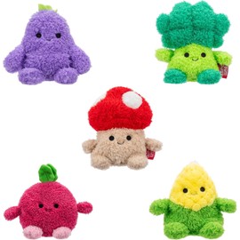 BumBumz 4.5-inch RootBumz Plush 5-Pack - Stan Mushroom, Ronnie Radish, Bobby Broccoli, Colby Corn, and Erinn Eggplant Collectible Stuffed Toys - from The Makers of Original Squishmallows