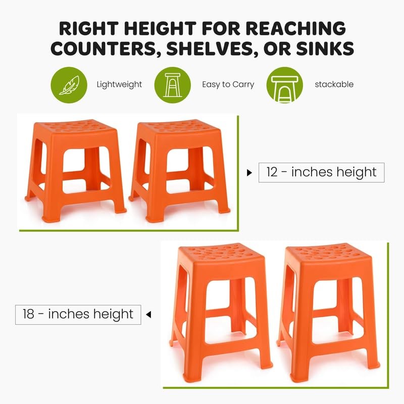 Mintra Home Light Duty Plastic Stools 2pk (18in Height, Dark