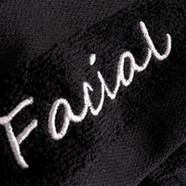 Tens Towels 24 PC Facial Makeup Removal & Cleansing Towels 13x13 Inches 100% Cotton Washcloths with Facial Embroidery Ultra Soft & Gentle Reusable Towel Set for Her