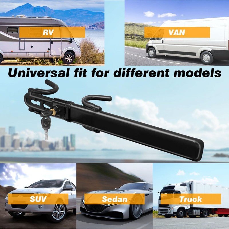 ATOM Keys Steering Wheel Lock Anti-Theft Device - Adjustable Length