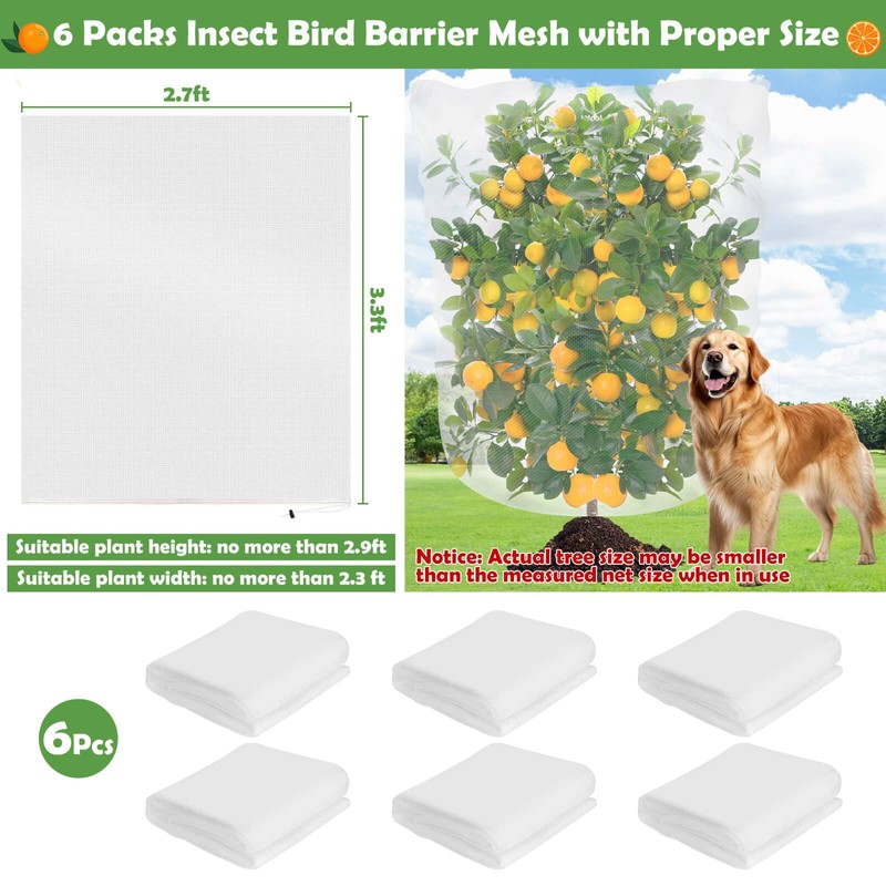 Tetutor 6 Pack Blueberry Bush Netting Cover, Bird Netting for