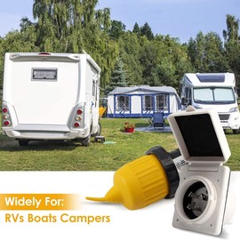 OPL5 30AMP RV Power Inlet Receptacle, RV Power Female Twist Lock Connector, RV Power Plug Twist Lock Inlet with Weatherproof Cover Boot Kit 125V RV Shore Power Inlet Plug for Trailer Boat Camper