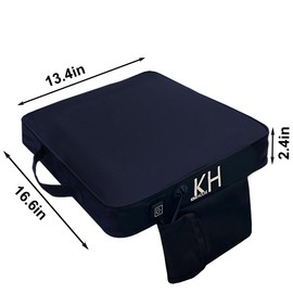 KIMI HOUSE Black Heated Stadium Seat Cushion 2 Pack, Boat Canoe Kayak Seat Cushion, Bleacher Seat Cushion, Portable and Extra Thick Cushion for Any Outdoor Events