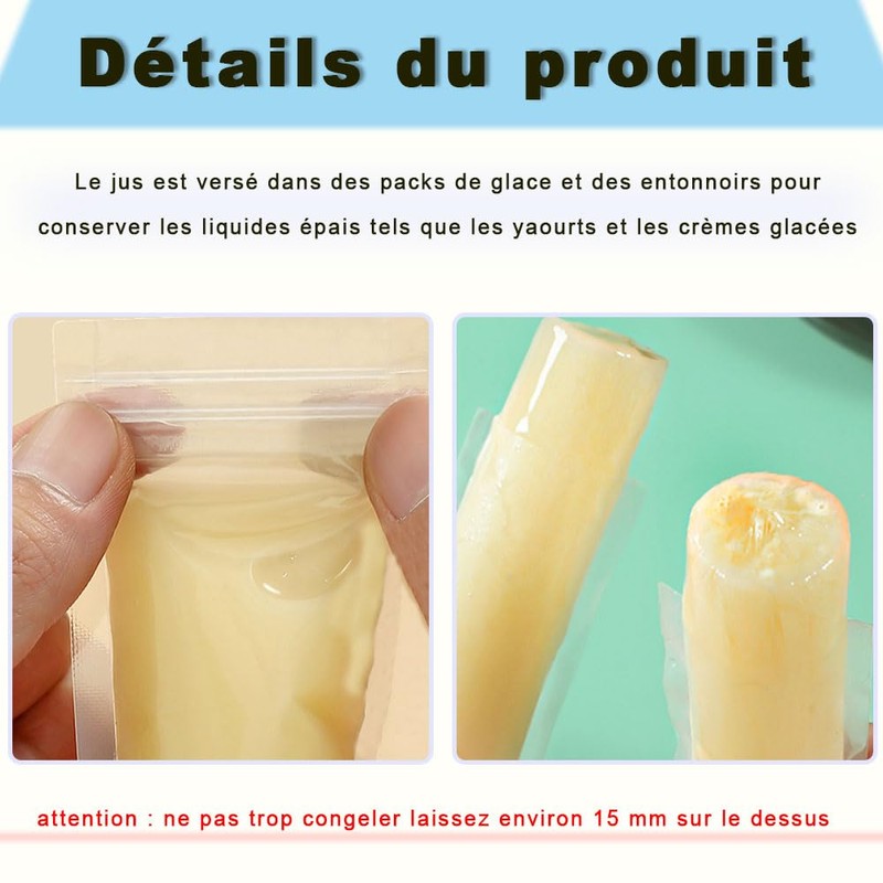 Voarge Popsicle 200pcs Ice Cream Bags with Funnel for Yogurt