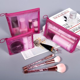 Fassave 8 Pack Mini Zipper Mesh Makeup Bags, Nylon Cosmetic Bags Toiletry Purse Travel Organizer Bags Inside Bag for Office Travel Organization (Widened-Multicolor, XS)