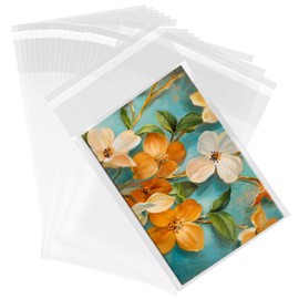 SOMIOCO Self Sealing Cellophane Cello Bags,200 Pcs 5-1/2'' x 7-1/2''Clear Gift Bags Self Adhensive Cookie Bags Resealable Plastic Sleeves for 5 X 7 Inch Cards Photos A6 A8 Envelopes Candy Treats