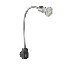 ledscom.de LESCH Socket Lamp Gooseneck Reading Lamp Chrome / Black with GU10 LED (Warm White, 7.6 W, Each 1103 lm, 33°)