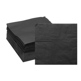 uxcell Cocktail Napkins, 100 Pack Black 2-Ply Square Disposable Napkins 10" x 10" Beverage Napkins Paper for Dinner Wedding Birthday Party and Everyday Use