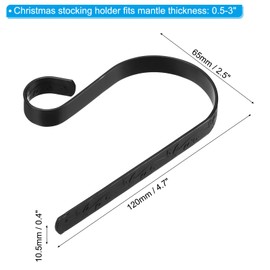 PATIKIL Christmas Stocking Holders, 2pcs Stocking Holder Stand Anti-Slip Metal Hooks Multi-use Adjustable Patterned for Fireplace Indoor Christmas Decorations, Black