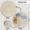 Hello World Newborn Sign Blue Bear Baby Name Birth Announcement