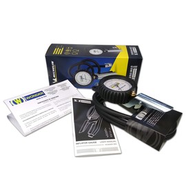 Wonder, Reifenfüller gaugeung EURODAINU 1991/CEE von Michelin, Dual Skala Bar (0,7–12) – PSI (10–174) Ø80 mm Manometer, 150 cm Schlauch, für Standard-Norm-Ventile