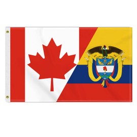 3×5 FT Canada Colombia Flag, Large 100D Canadian Colombian Friendship National Outdoor Banner,Doube Side Printing Decor For Patio Garden With Brass Gromment