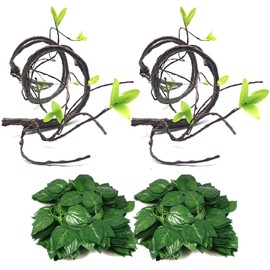 Hamiledyi 4 Pcs Flexible Bend A Branch Jungle Vines Terrarium Leaves Lizard Gecko Habitat Tank Decor for Frogs Snakes and More Reptiles