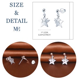 MicLee Women's 925 Sterling Silver Two Star Stud Earrings Fashion Versatile Earrings with Gift Bag Super Christmas Gift, Silver