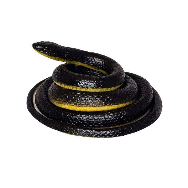 FunFamz Original Fake Rubber Toy Pack - Large Black Snakes Prank to Keep Birds Away, Toy That Looks Real, Plastic Snake Toy