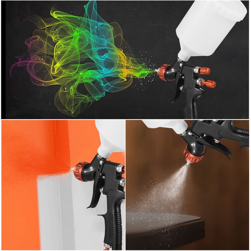 HVLP Pneumatic Paint Spray Gun Set 1.3mm Caliber Adjustable Auto