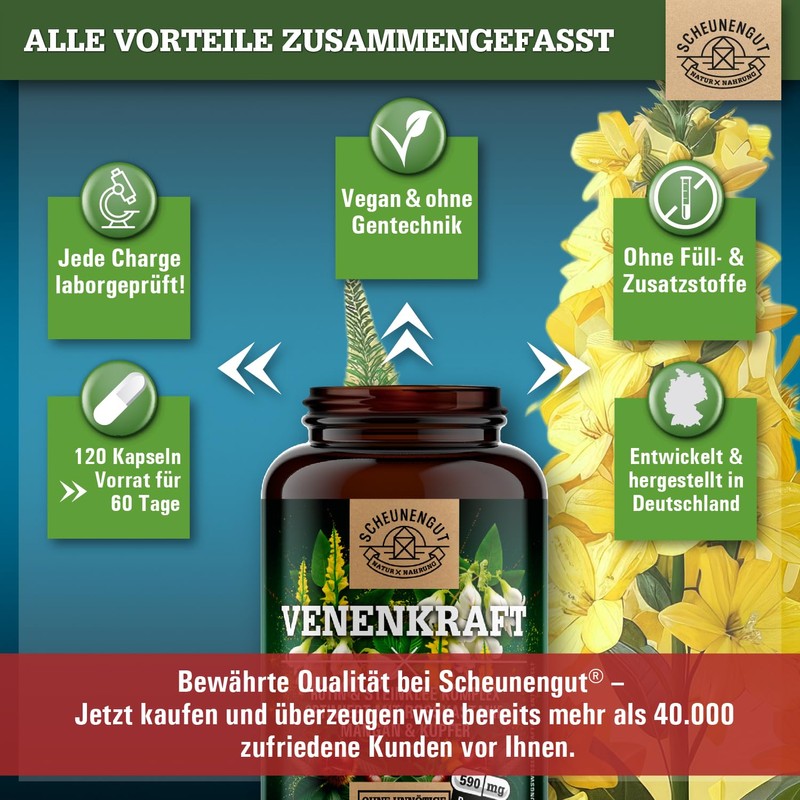 VENENKRAFT® Rutin Stone Clover Capsules High Dose Important: Laboratory-Tested Vein