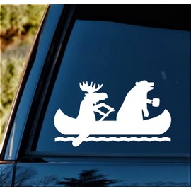 Moose Bear Canoe Camping Decal for Car Window, Camper Trailer