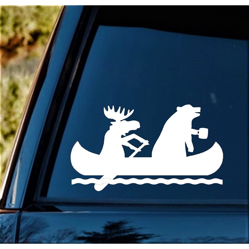 Moose Bear Canoe Camping Decal for Car Window, Camper Trailer