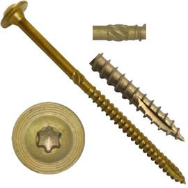 #15 x 5" Construction Lag Screw Exterior Coated Torx/Star Drive Heavy Duty Structural Lag Screw Far Superior to Common Lag Screws - Modified Truss Washer Head -100 Count - 100 Screw Count