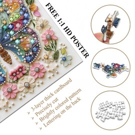 Butterfly 1000 Piece Puzzle for Adults, PICKFORU Jewels of The Fluttering Wings Jigsaw Puzzle 1000 Pieces, Colorful Flower Butterfly Puzzles as Home Decor