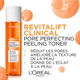 L'Oréal Paris Revitalift Clinical Peeling Toner, Fromulated with Vitamin C & 1.4% PHA + AHA, Exfoliating Pore Perfecting Peeling Toner, Suitable for Senstive Skin, 180ml