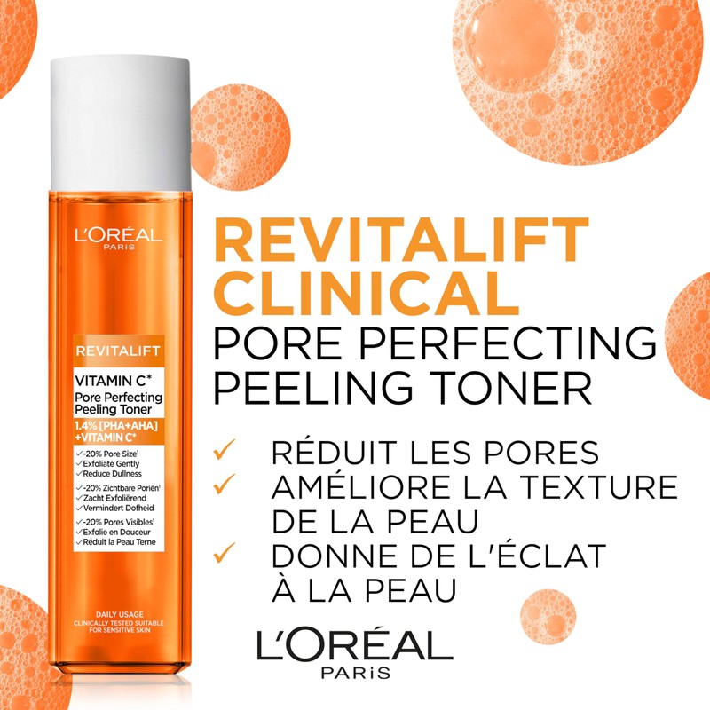 L'Oréal Paris Revitalift Clinical Peeling Toner, Fromulated with Vitamin C