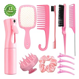 Kit 12 Piezas Peines Cepillos Atomizador Y Pinzas Cabello                                                                                             