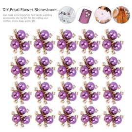 20Pcs Rhinestone Pearl Embellishments Pearl Flower Buttons Brooch Colorful Crystal Pearl Embellishments for Wedding Bouquets Jewelry Making