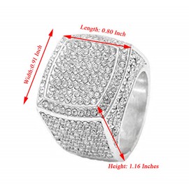 Charles Raymond Bling Bling Hip Hop Iced Out Luxury BIG Oversize Men's Ring - 444, Xtra Large, Metal/cz stones Rhinestone alloy zinc, synthetic stones