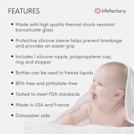 Lifefactory 9 oz Glass Baby Bottle Pack of 3 with Silicone Sleeve BPA Free