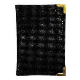 Diamond Bling Passport Cover with Metal Edge Protector, Vacation Essential, Wallet Organizer, Small Gift, Travel Accessories for Women and Men (Black/Gold Edge)