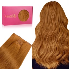 WENNALIFE Genius Sew in Weft Hair Extensions Real Human Hair, 18" 50g Auburn Ginger Sew in Hair Extensions for Women Natural Luxury Remy Hair Straight Invisible Extensiones de Cabello