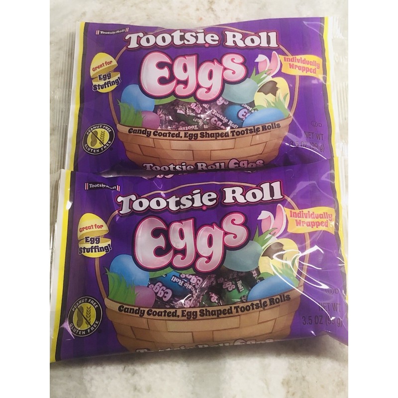 Tootsie Roll 2 Bags of Candy Coated, Egg Shaped Tootsie