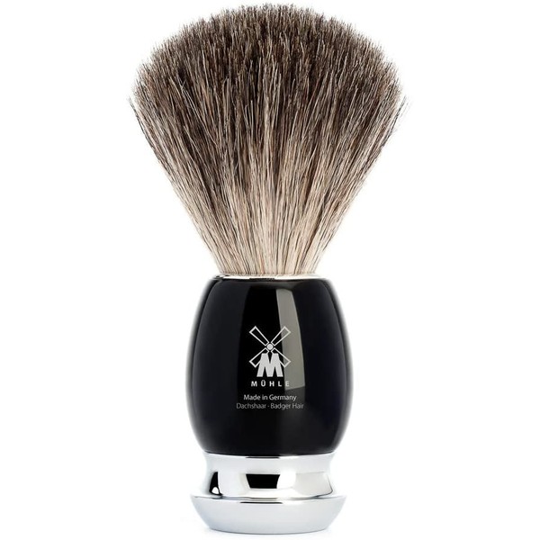 MÜHLE VIVO Black Resin Pure Badger Shaving Brush - Luxury Shave Brush for Men, Rich Lather