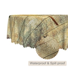 TTQYFNM Sunflower Wood Grain Round Tablecloth 60 Inch You are My Sunshine Rustic Yellow Flower Table Cloth Vintage Wooden Waterproof Table Cover for Kitchen Dining Room Indoor Outdoor Party Decor