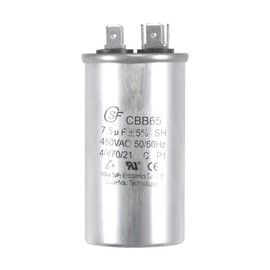 sourcing map Starting Capacitor Round CBB65 7.5uF 7.5mfd 450V AC 40/70/21 Aluminium Housing with Clamp for Air Conditioning Compressor Motor