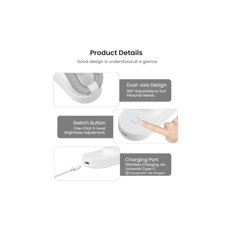 Portable Rechargeable LED Desk Lamp with 3 Brightness Levels