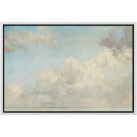 MUDECOR Framed Canvas Print Wall Art Pastel Blue Cloud Country Skyline Nature Wilderness Illustrations Realism Decorative Scenic Panoramic Earth for Living Room, Bedroom, Office - 24"x36" White