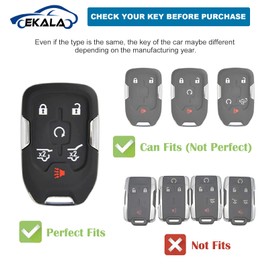 EKALA for GMC Keychain Bling Gold White Key Fob Cover Soft TPU Full Protection Smart Key Fob Case Fit for GMC Terrain Yukon Chevy Suburban Tahoe 6 Buttons Remote Smart Key Protector (R-GMCC-W)