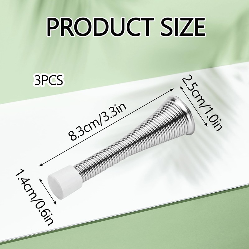 3PCS Spring Door Stop Chrome Door Stop Spring Rubber Spring