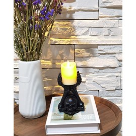 ZASEUCI Gothic Candle Holder & Hand Jewelry Holder – Skeleton Hand Organizer for Rings, Bracelets, Necklaces | Heavy-Duty Polyresin Display, Dark Decor Gothic Home Office